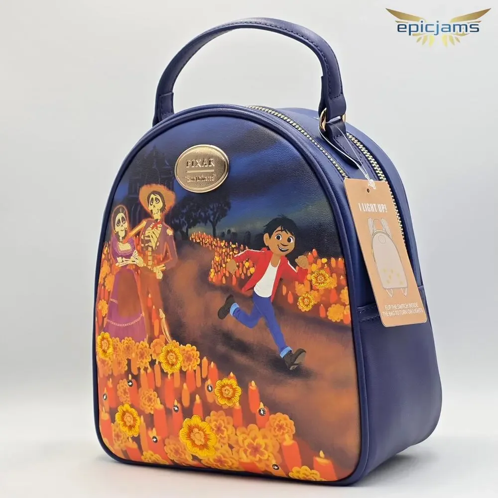 Disney Pixar Coco Exclusive Cemetery Light-Up Floral Mini Backpack New